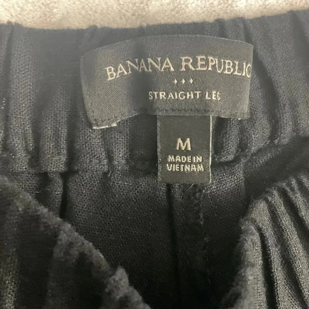 Banana Republic Black Elastic Waist Straight Leg Pants Medium‎